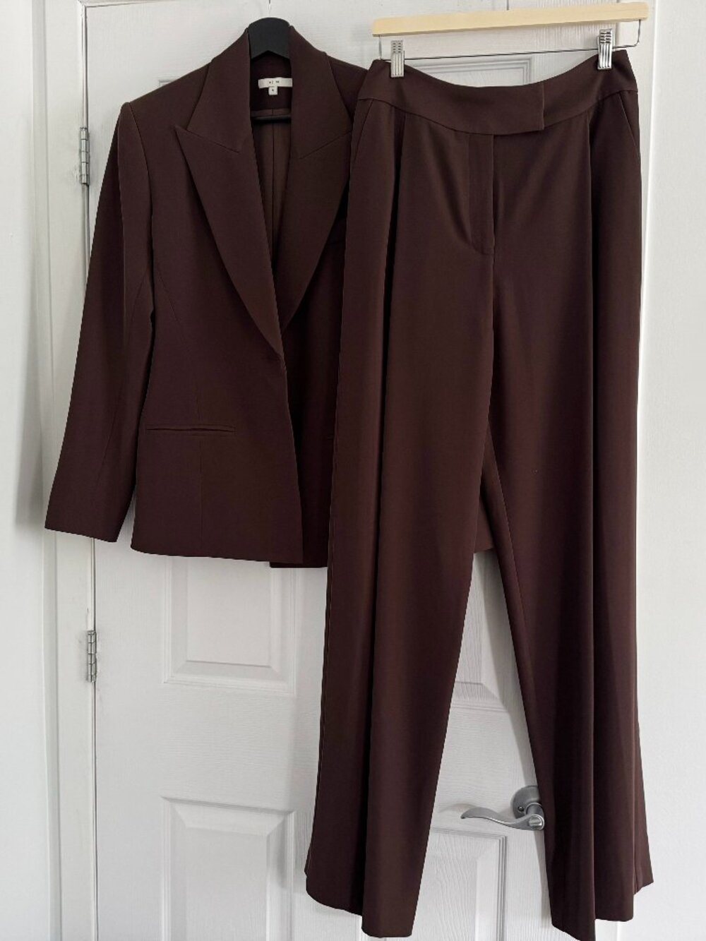 The Sei Crepe Suit in Chocolate Brown, size 4